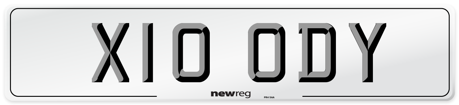 X10 ODY Number Plate from New Reg
